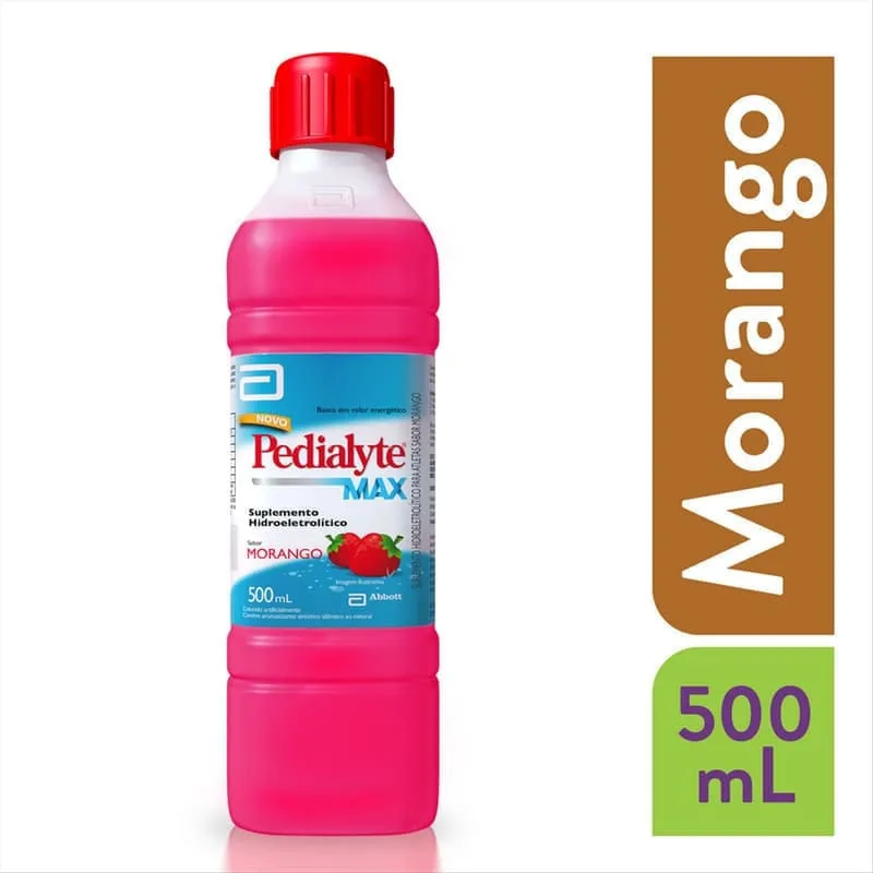Pedialyte MAX Suplemento Hidroeletrolítico Morango 500ml