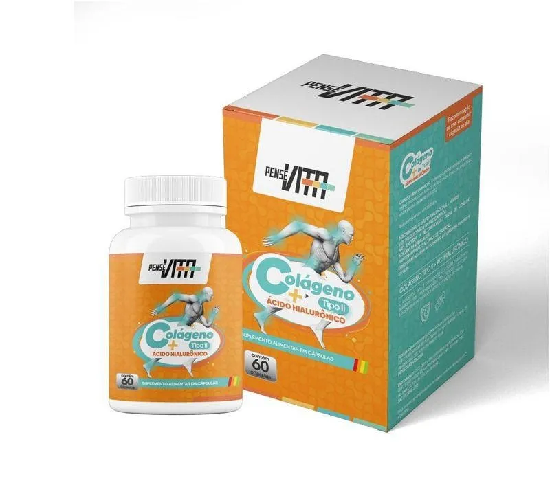 PenseVita Colageno Tipo II + Ácido Hialurônico com 60 cápsulas