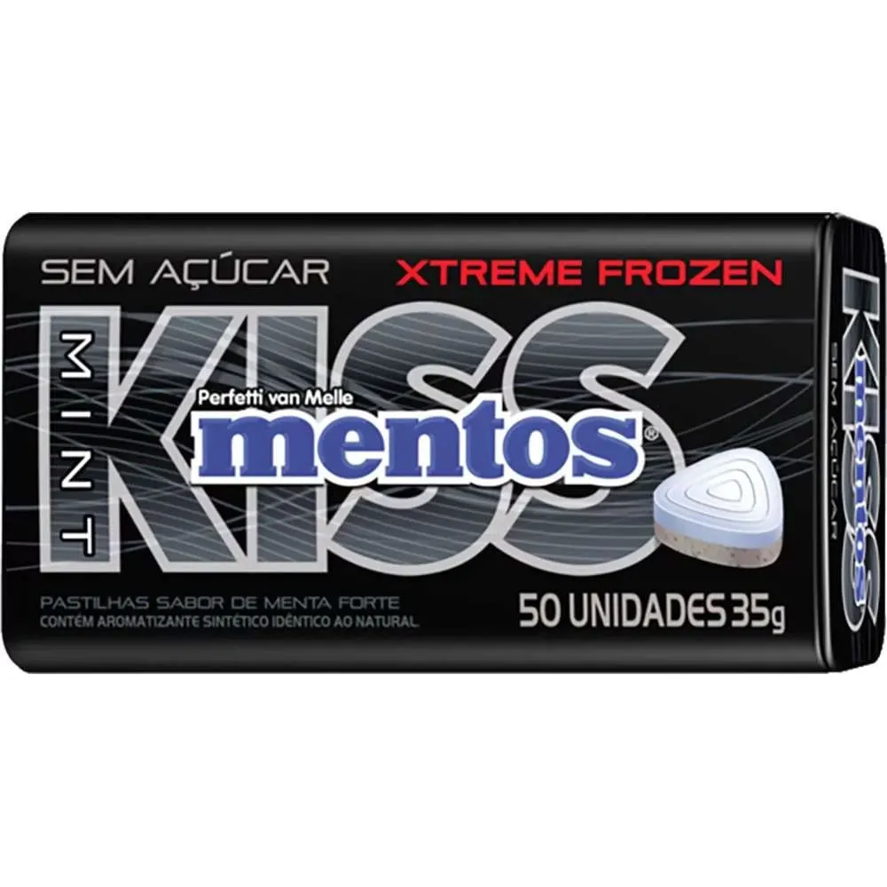 Pastilha Mentos Kiss Xtreme Frozen Goma de Mascar Lata 35g