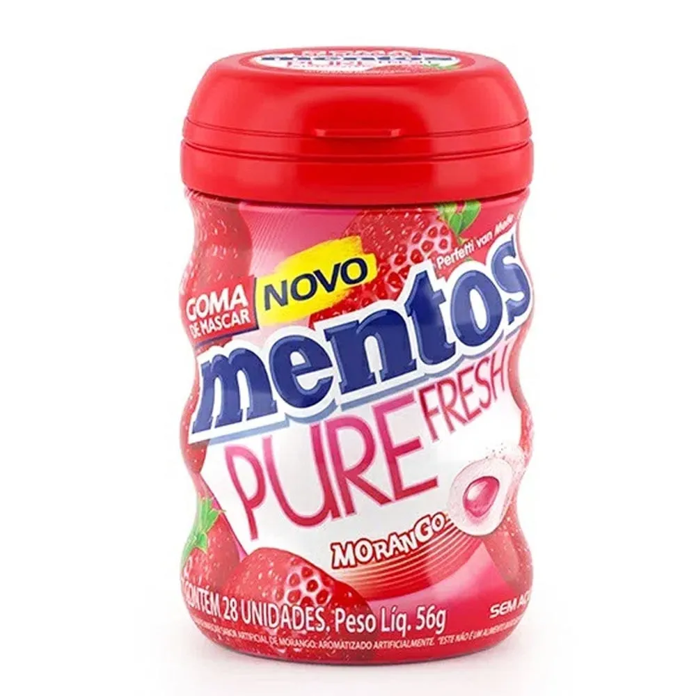 Chiclete Mentos Pure Fresh Morango Pote 56g