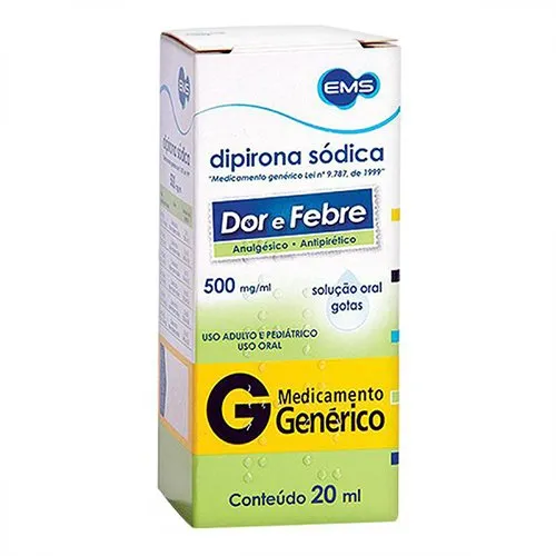 DIPIRONA SODICA 500MG/ML SOL ORAL FR GTS 20ML NOVA QUIMICA GENERICOS GENERICO