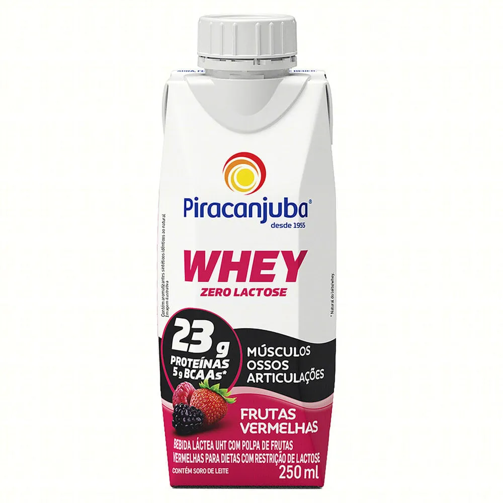 Piracanjuba Whey Bebida Láctea Zero Lact Frutas Vermel 250ml