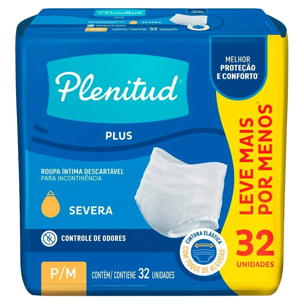 Roupa Íntima Plenitud Protect Plus Tamanho P/M | Com 32 Unidades