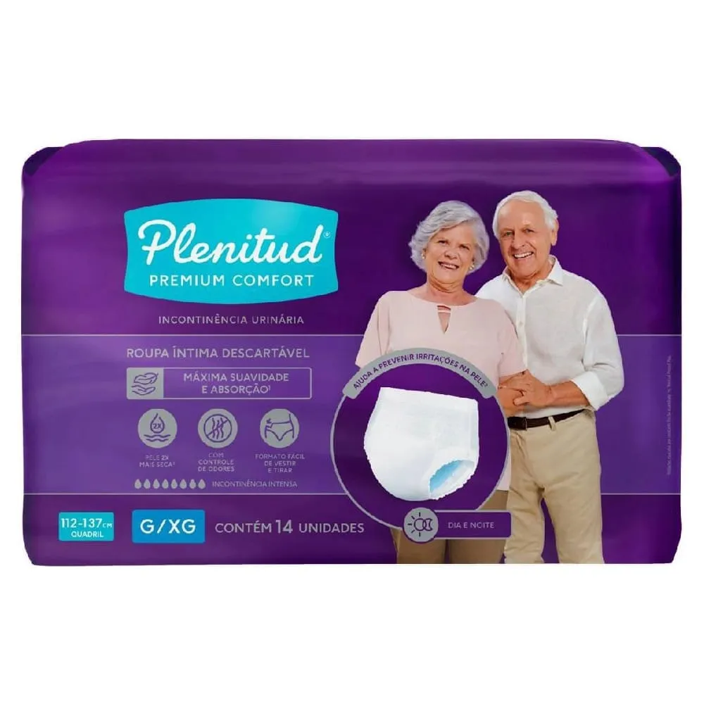 Roupa Íntima Plenitud Premium Confort Tamanho G/XG | Com 14 Unidades