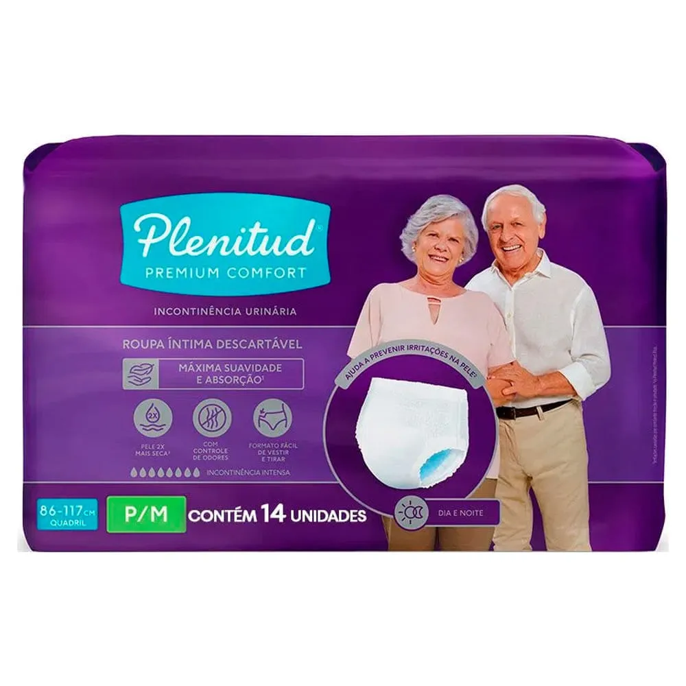 Roupa Íntima Plenitud Premium Confort Tamanho P/M | Com 14 Unidades