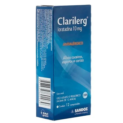 CLARILERG 10mg cx 12 comp LORATADINA SANDOZ SIMILAR