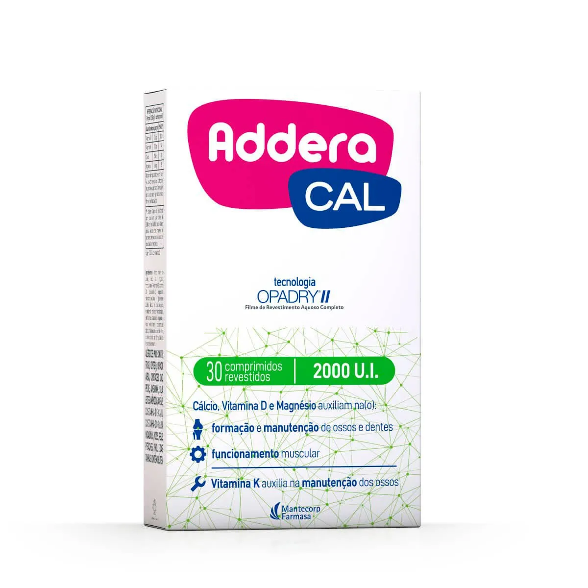ADDERACAL 2000ui cx 30 comp CALCIO+VITAMINA D+VITAMINA K+MAGNESIO MANTECORP/FARMASA OUTROS