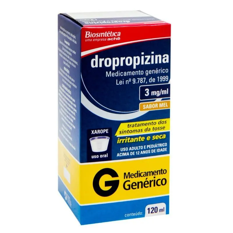 Dropropizina 3mg/mL Xarope 120mL+ Copo Dosador Biosintética Genérico