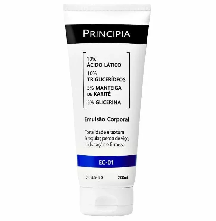 Emulsão Corporal 10% Ácido Lático + Mix de Ativos Hidratantes Principia Skincare EC-01 com 200ml