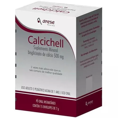 CALCICHELL 500mg po oral cx 15 env x 7g BISGLICINATO DE CALCIO ARESE PHARMA OUTROS