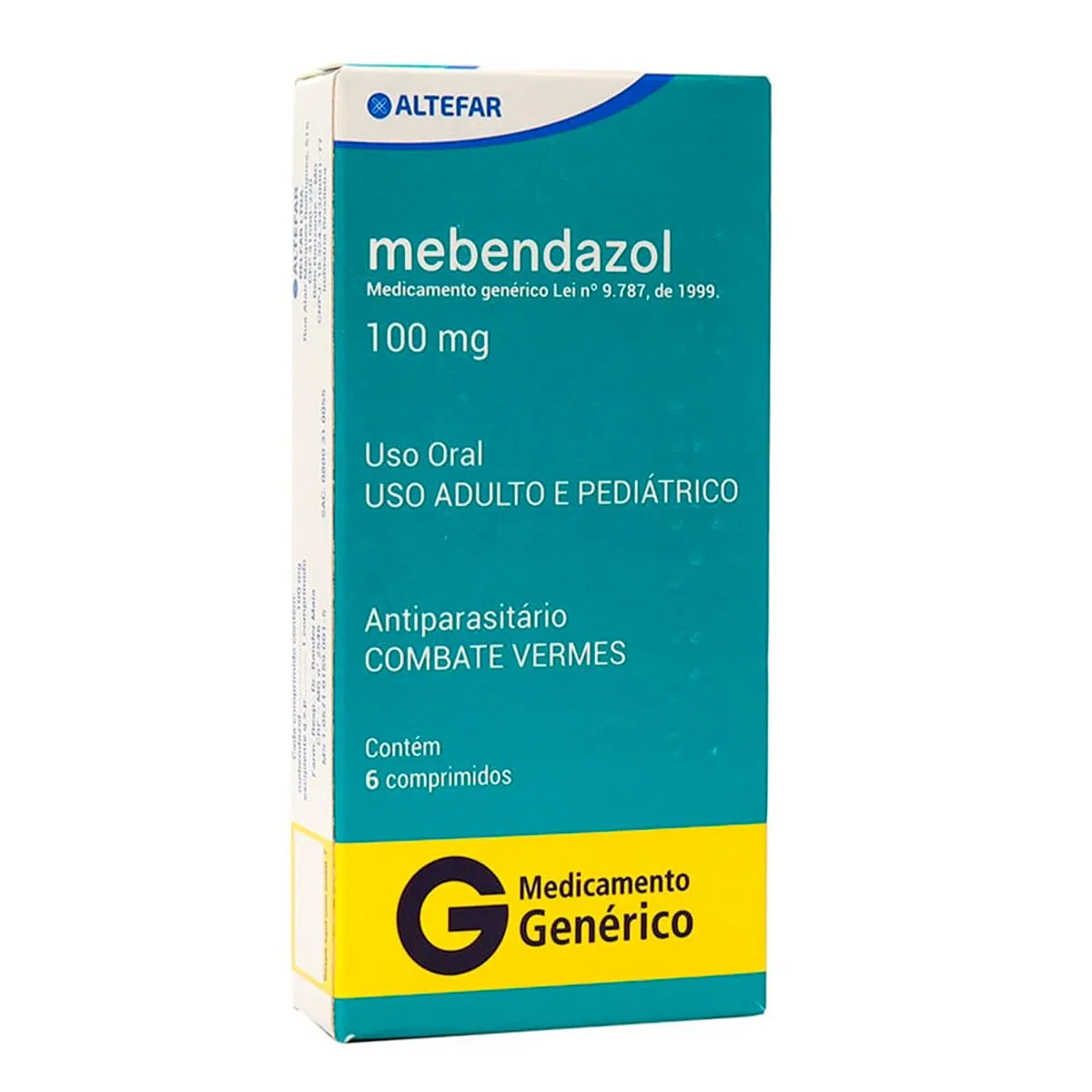 Mebendazol 100mg 6 Comprimidos Belfar