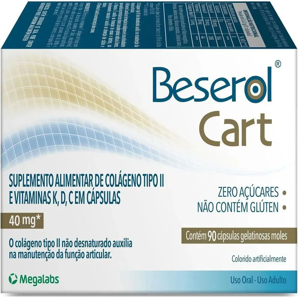 Beserol Cart Colágeno Não Hidrolisado Tipo II 90 Cápsulas Gelatinosas Megalabs