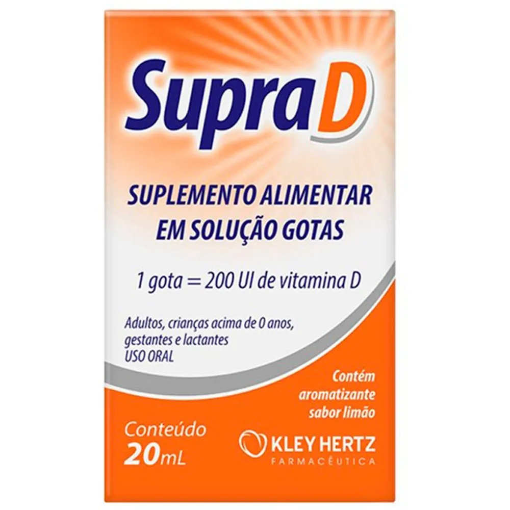 Supra D 200UI Vitamina D Gotas Sabor Limão 20ml Hertz