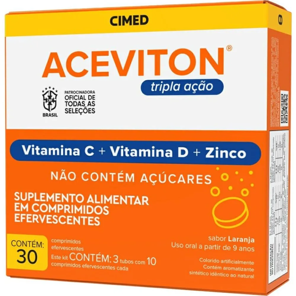 Aceviton Tripla Ação 30 Comprimidos Efervescente Suplemento Alimentar Cimed