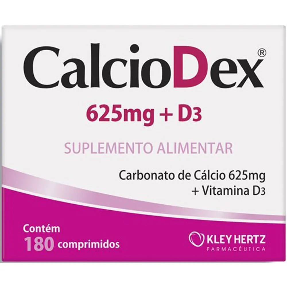 Calciodex Cálcio 625mg + Vitamina D3 180 Comprimidos Suplemento Vitamínico Mineral Hertz