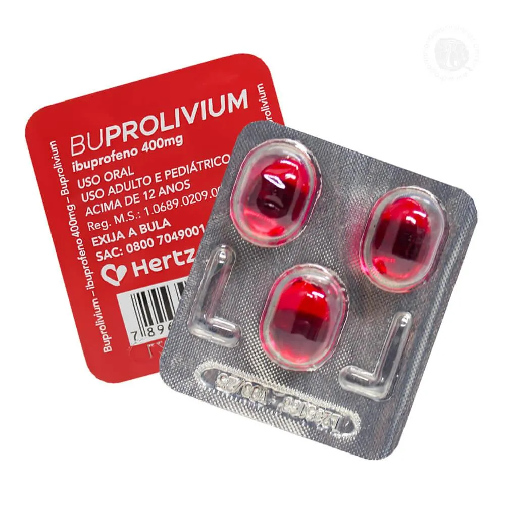 Buprolivium Ibuprofeno 400mg 3 Cápsulas Moles Hertz