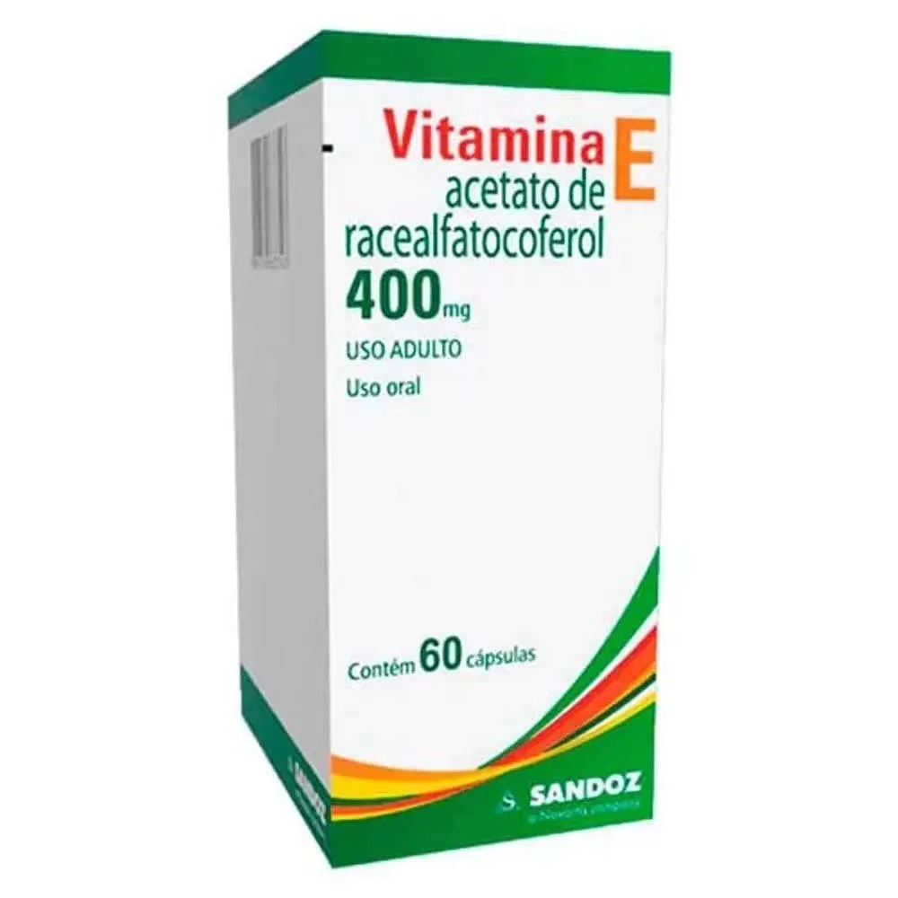 Vitamina E Acetato de Racealfatocoferol 400mg 60 Cápsulas Uso Adulto Sandoz
