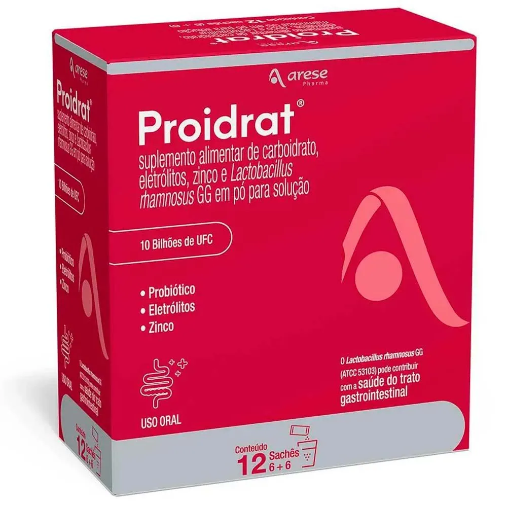 Proidrat Probiótico Eletrólito Zinco em Pó 12 Sachês Arese Pharma