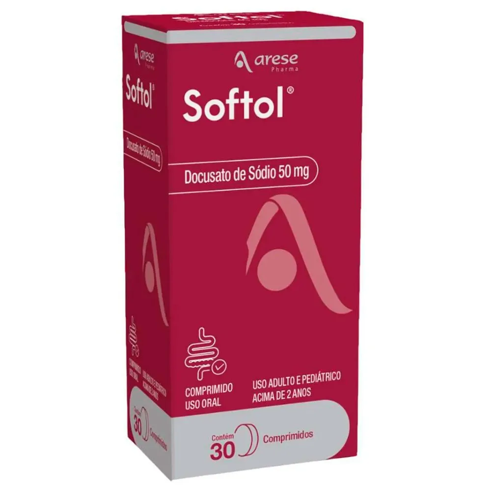 Softol Docusato Sódico 50mg 30 Comprimidos Arese Pharma