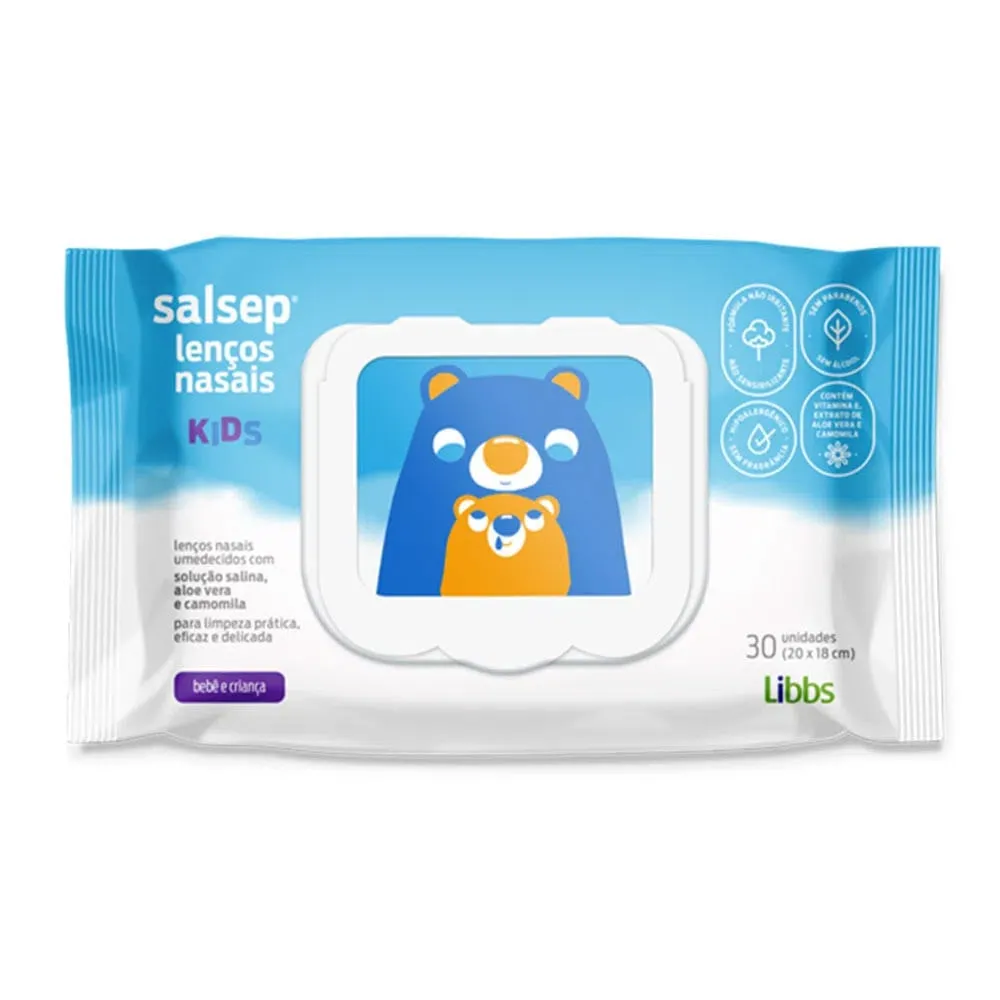 Salsep Kids Lenços Umedecidos Para Limpeza Nasal c/30