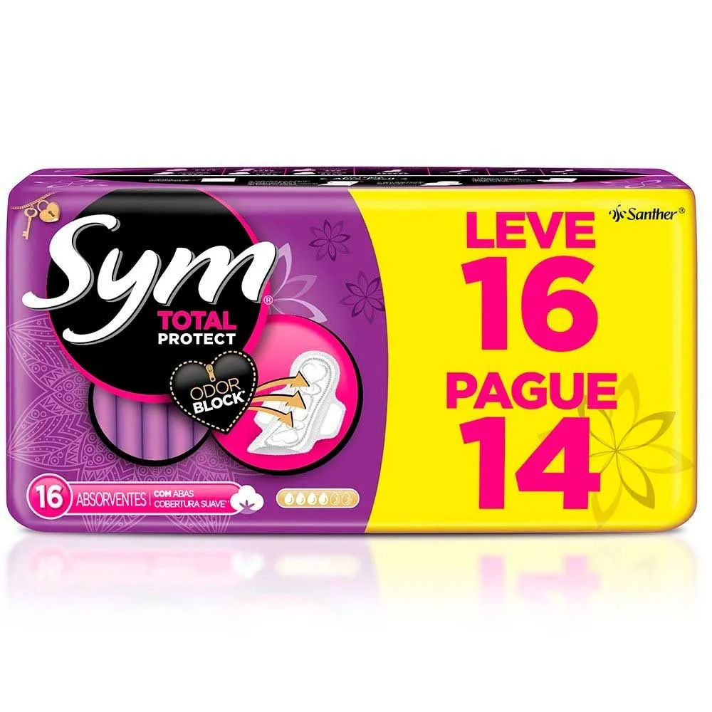 Absorvente Sym Total Protect Seca Com Abas 16 Unidades