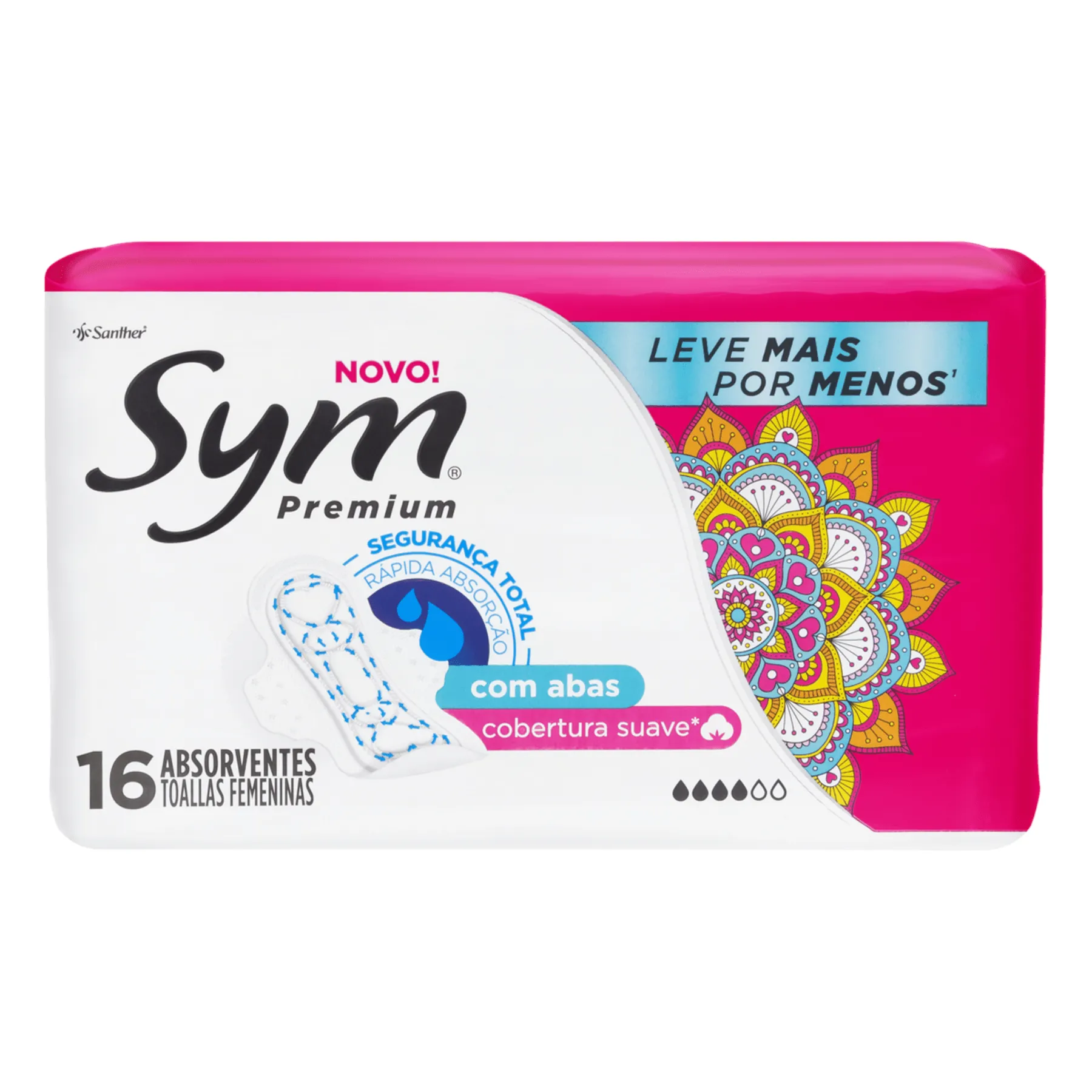 Absorvente Sym Premium Cobertura Suave Com Abas Com 16 Mais Por Menos