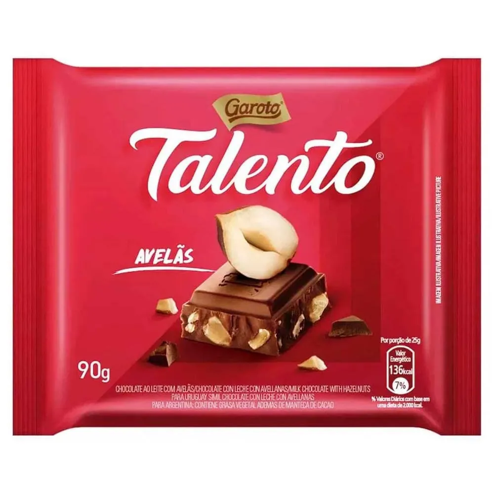 Chocolate Garoto Talento Avelãs 25g