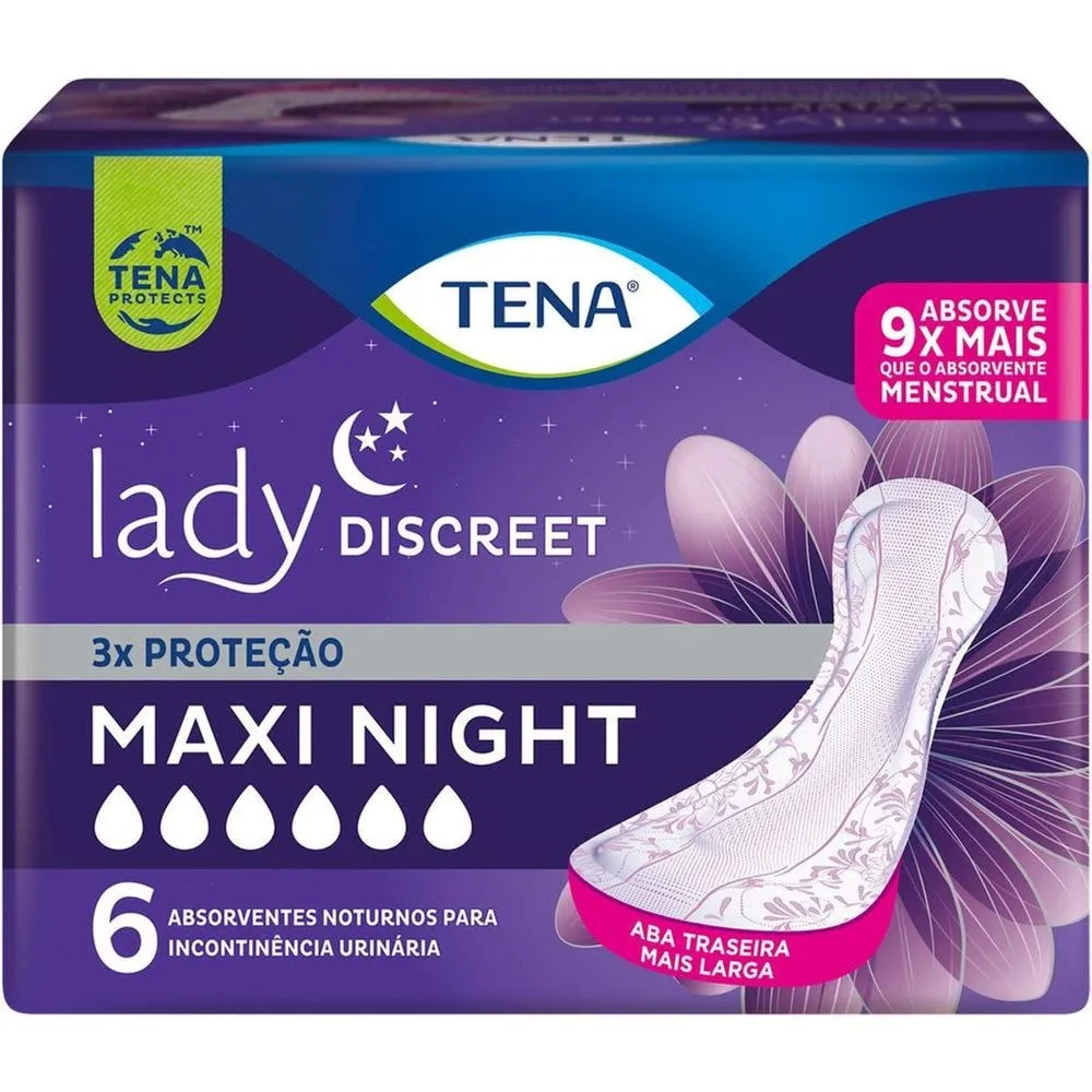 Absorvente Noturno Tena Lady Discreet Maxi Night 6 unidades