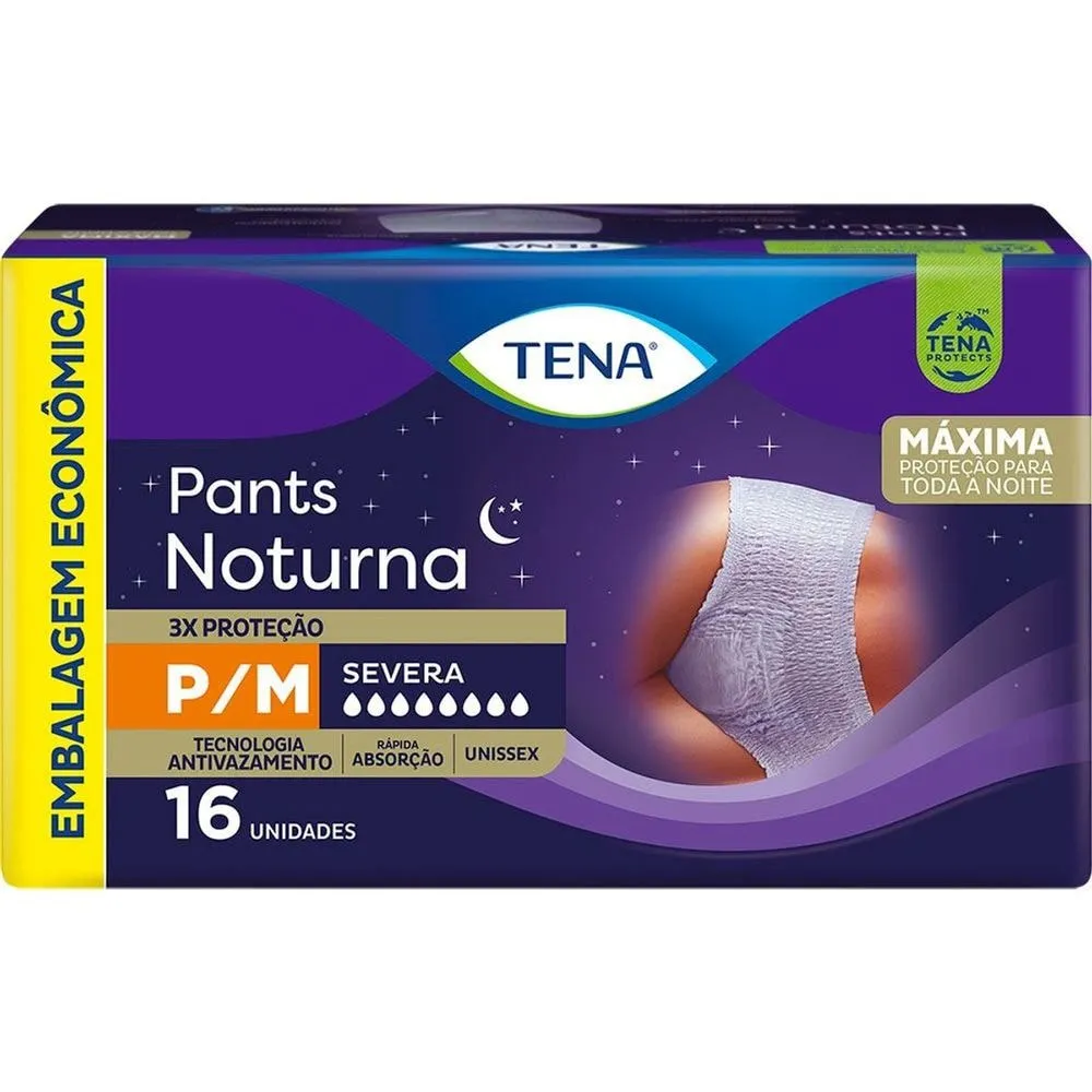 Fralda Geriátrica Tena Pants Noturna P/M 16 Unidades