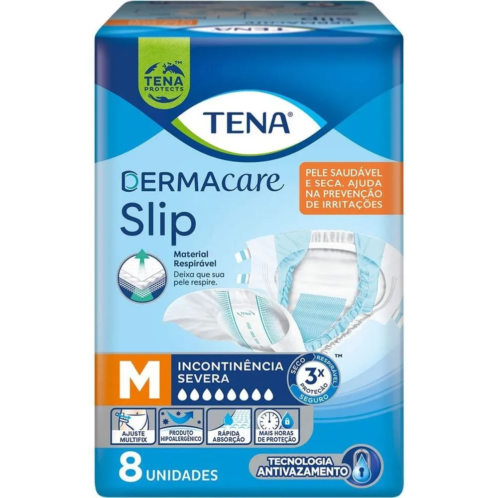 Fralda Geriátrica Tena Slip DermaCare M - 8 Unidades