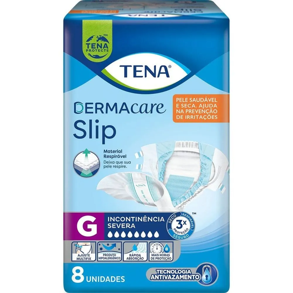 Fralda Geriátrica Tena Slip DermaCare G - 8 unidades