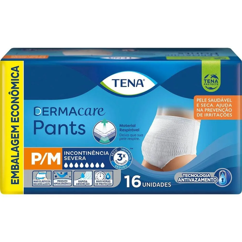 Fralda Geriátrica Tena Pants DermaCare P/M - 16 unidades