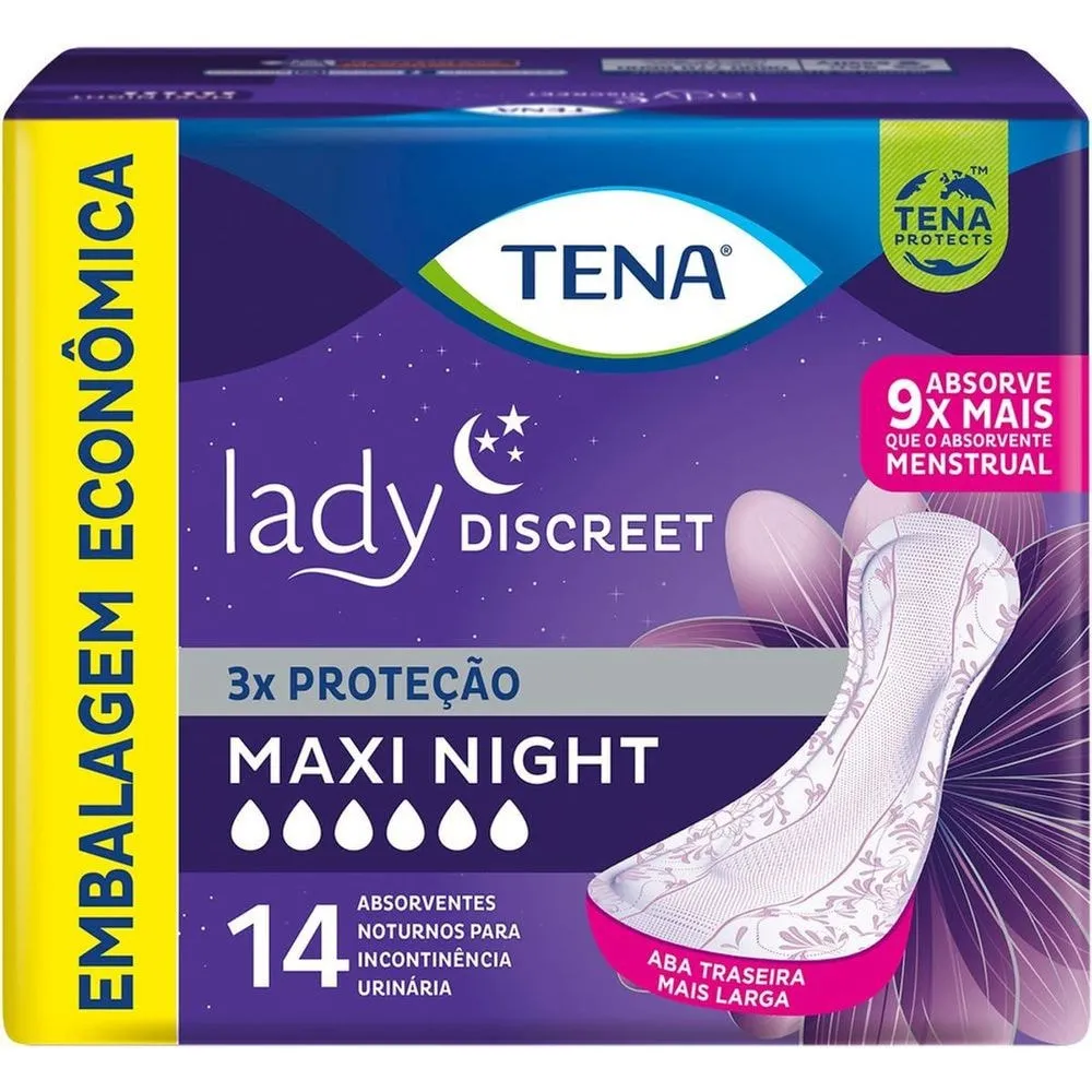 Absorvente Tena Lady Discreet Maxi Night 14 unidades