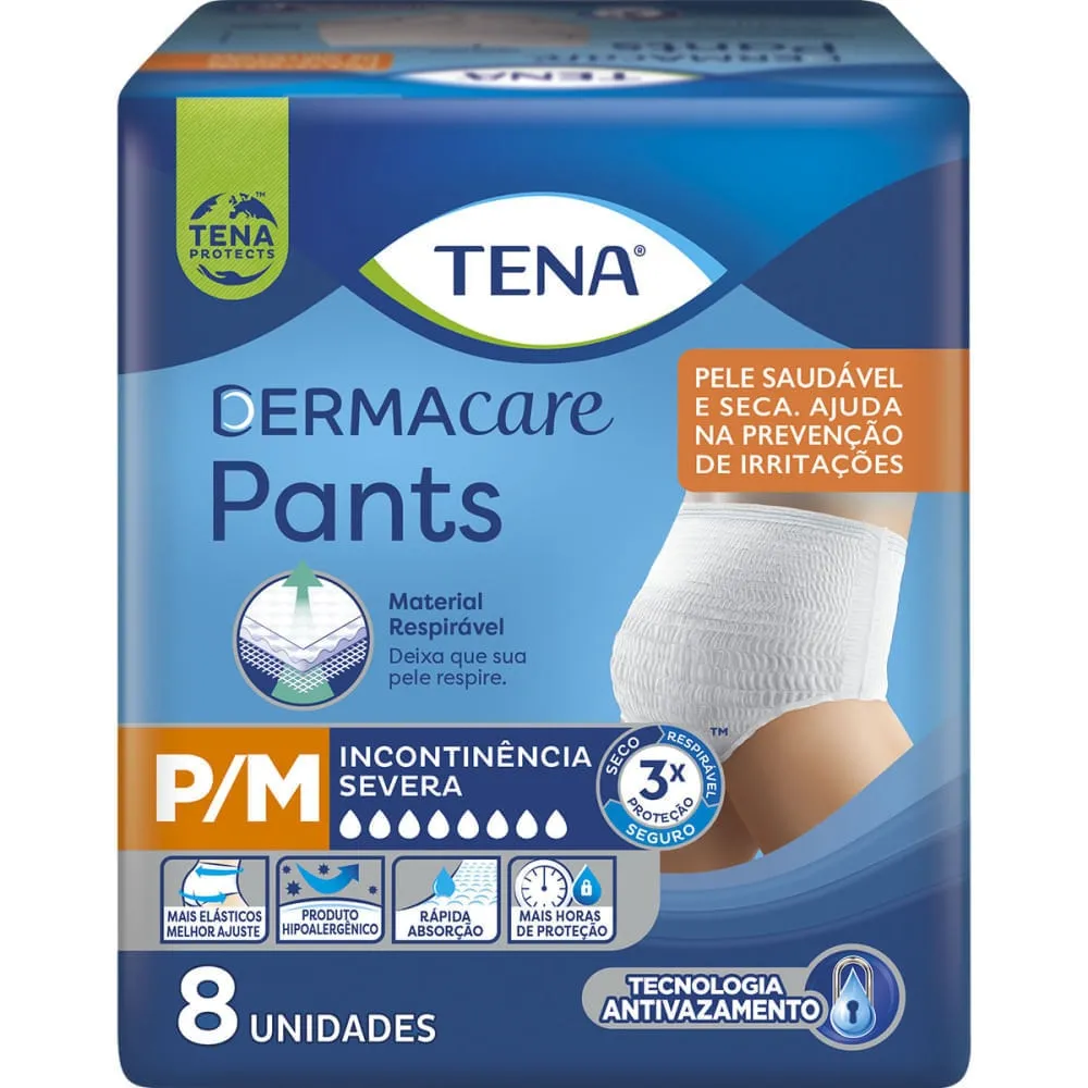Fralda Geriátrica Tena Pants DermaCare P/M 8 Unidades
