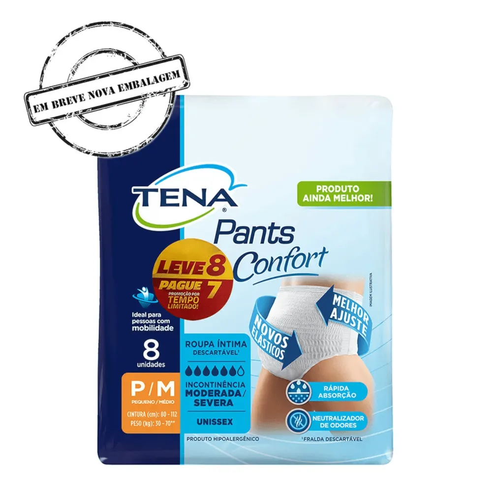 Fralda Geriatrica Tena Pants Confort P/M 8 unidades