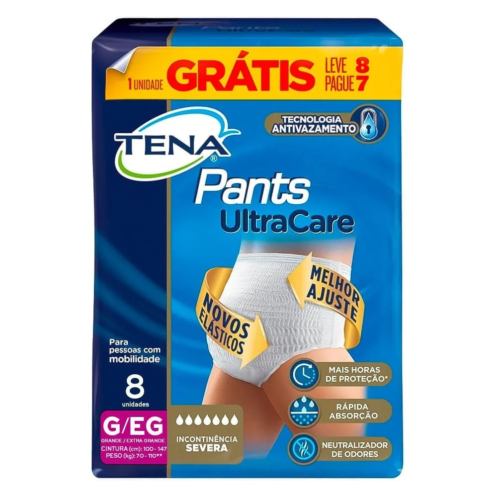 Roupa Íntima Descartável Tena Pants UltraCare Unissex Tam G/EG - 7 unidades