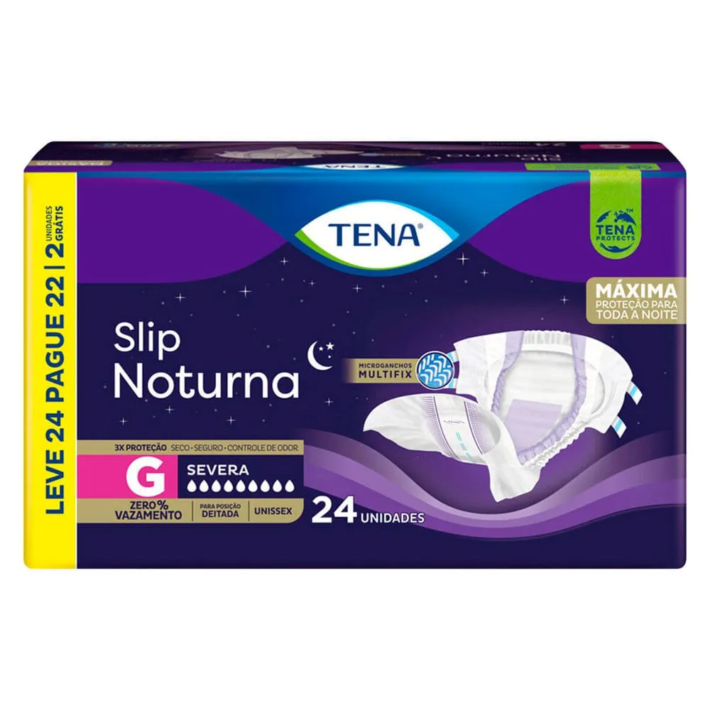 Fralda Geriátrica Tena Slip Noturna Tamanho G | Com 24 Unidades
