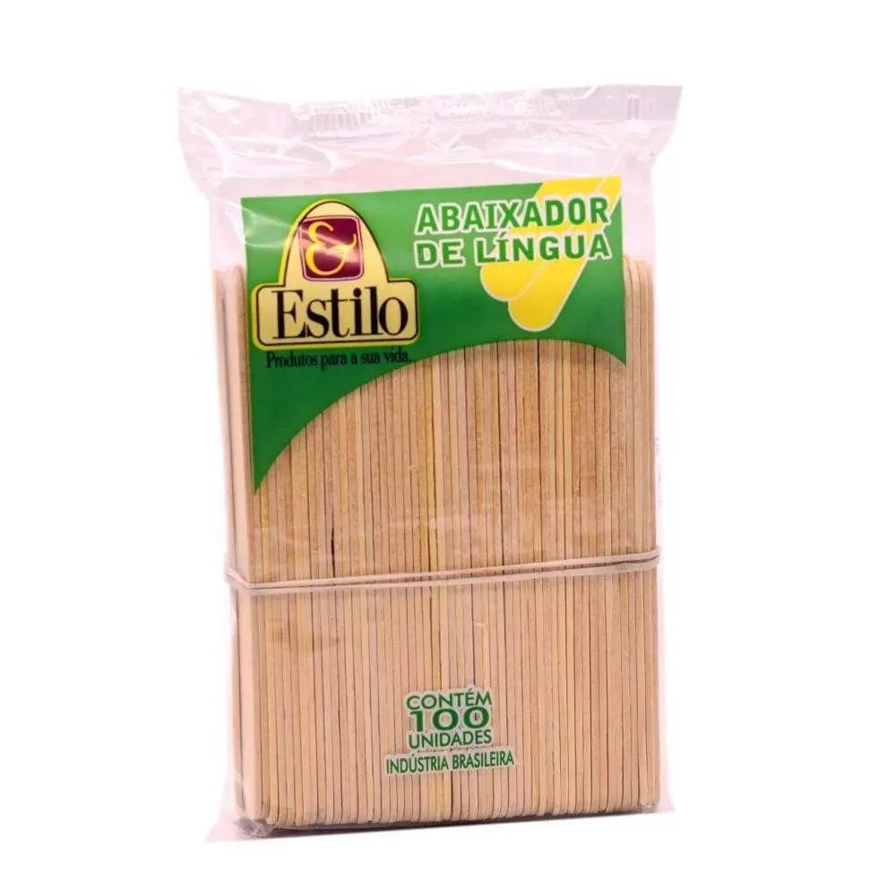 Abaixador De Língua De Madeira Estilo 100 Unidades