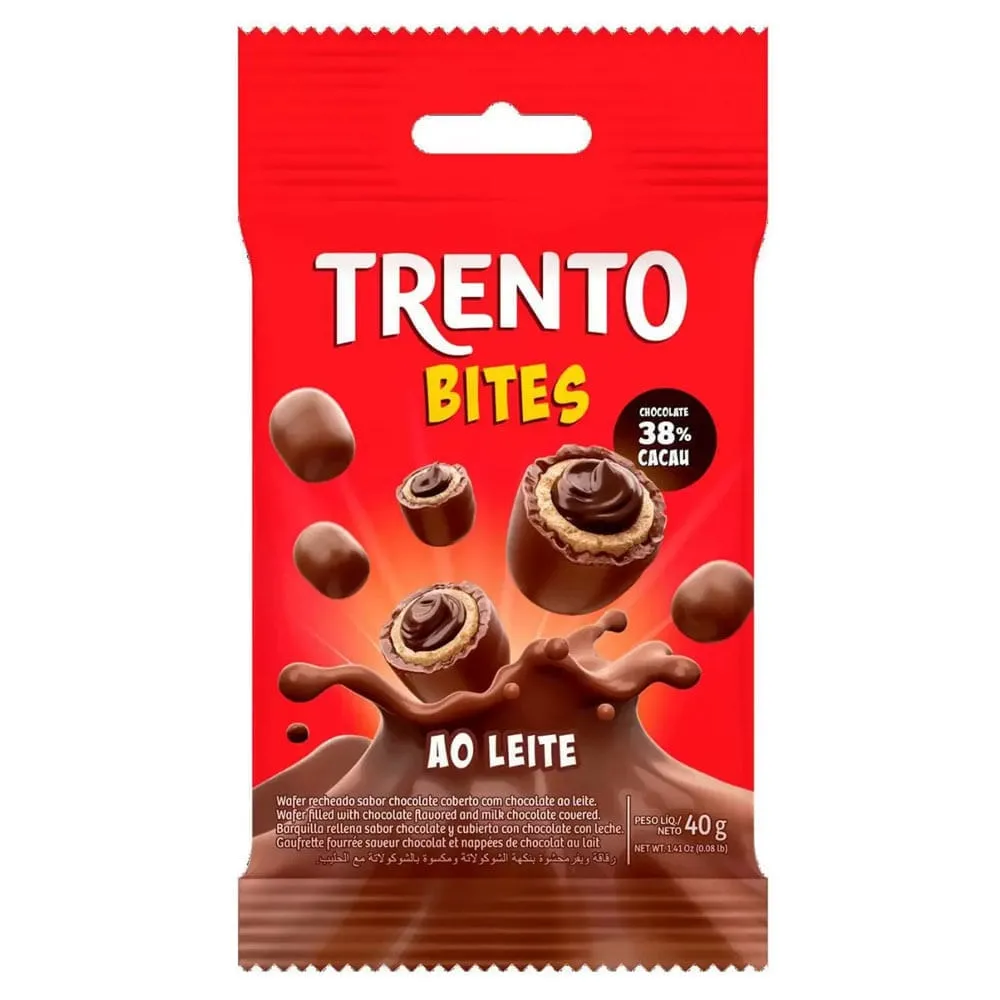 Trento Bites Ao Leite Wafer de Chocolate Peccin 40g