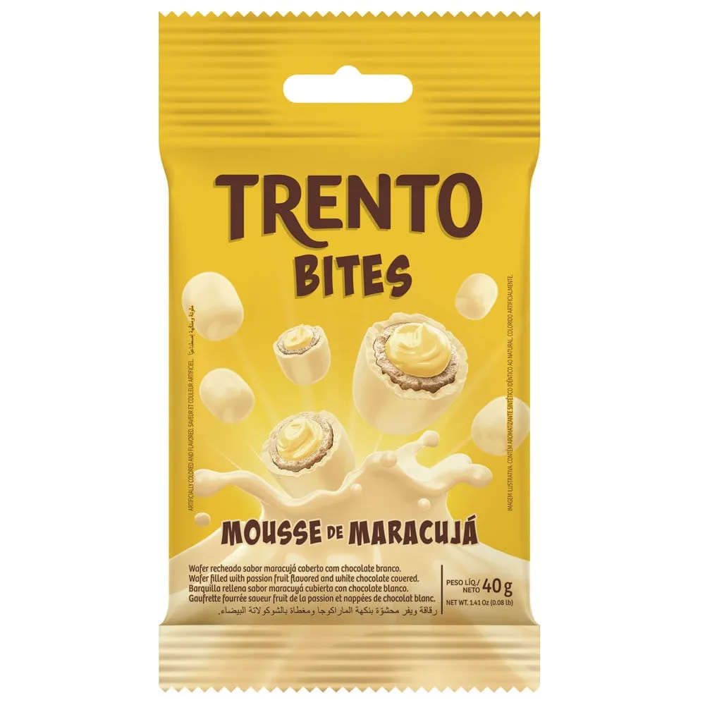 Trento Bites Mousse de Maracujá Wafer Chocolate Peccin 40g