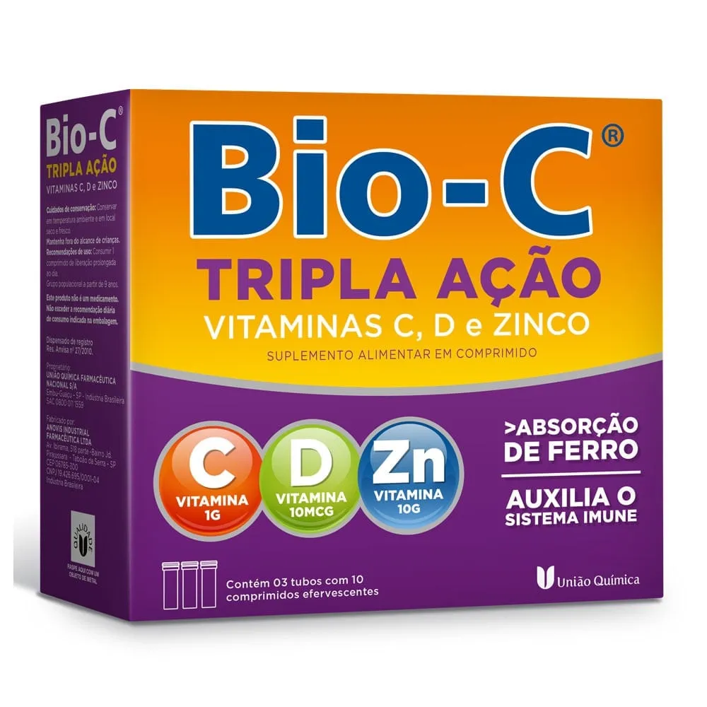 Bio-C Tripla Ação Efervescente 30 Comprimidos
