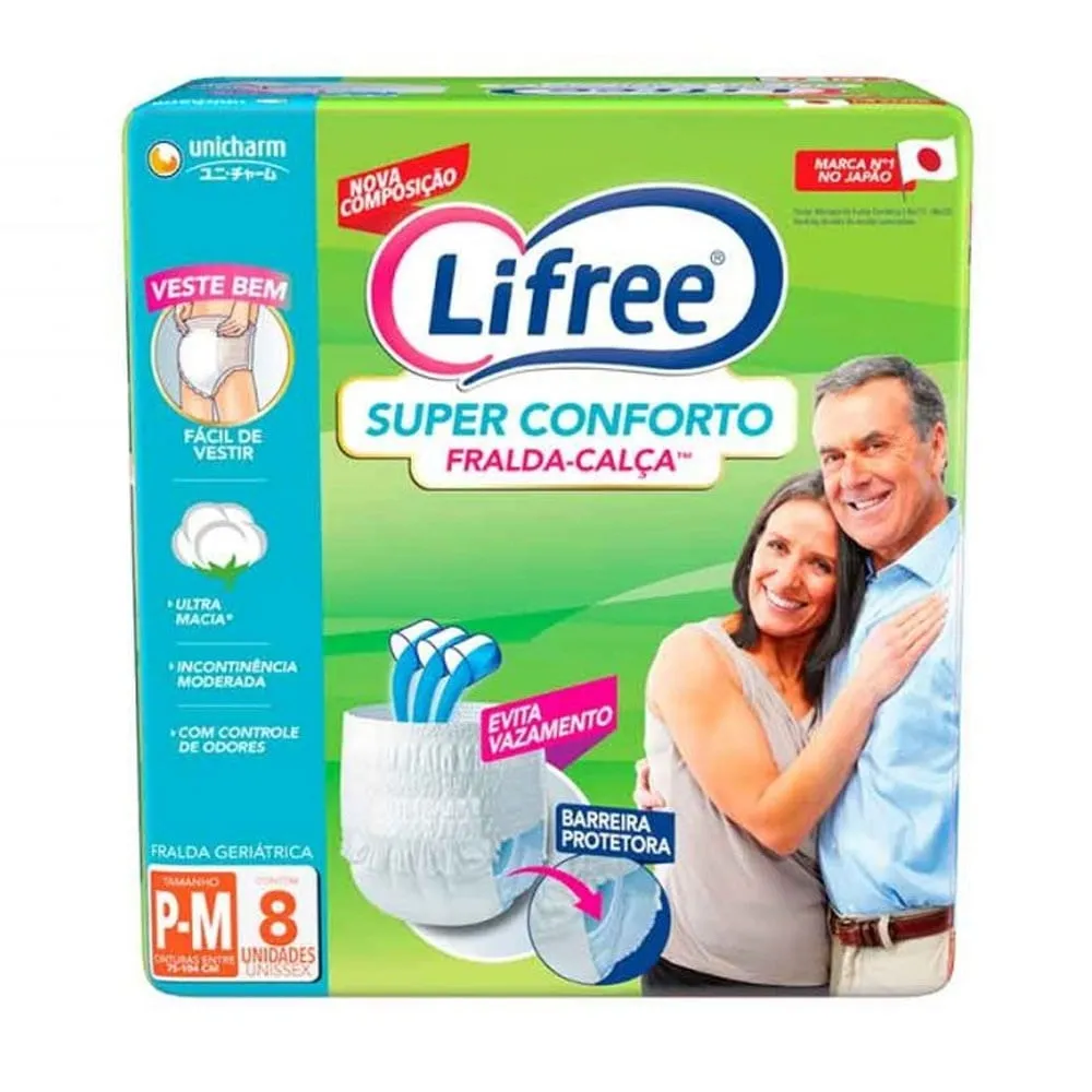 Fralda Geriátrica Lifree Fralda-Calça Super Conforto P/M 8 unidades