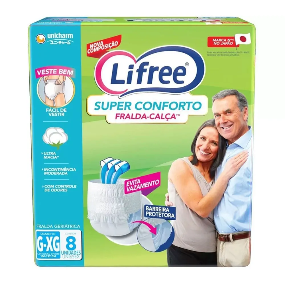 Fralda Geriátrica Lifree Fralda-Calça Super Conforto G/XG c/8