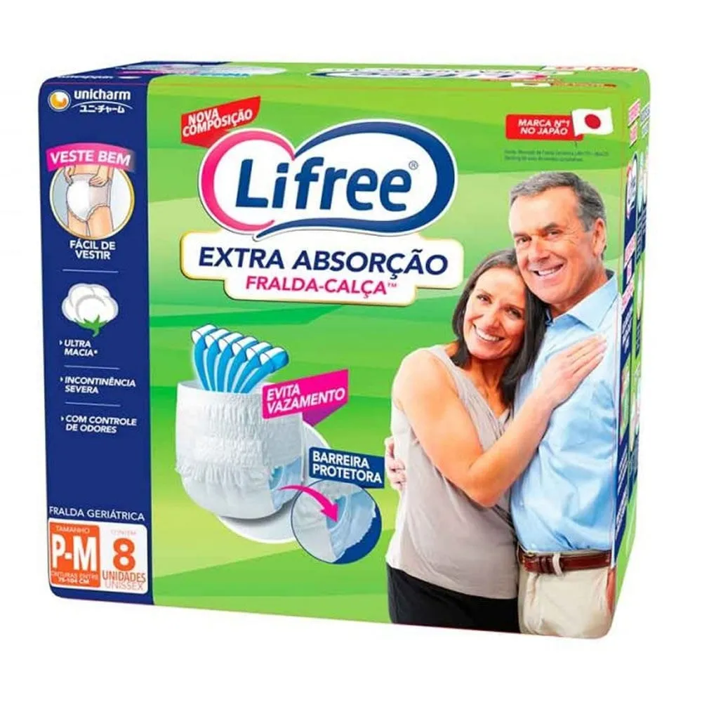 Fralda Geriátrica Lifree Fralda-Calça Extra Absorção P/M 8