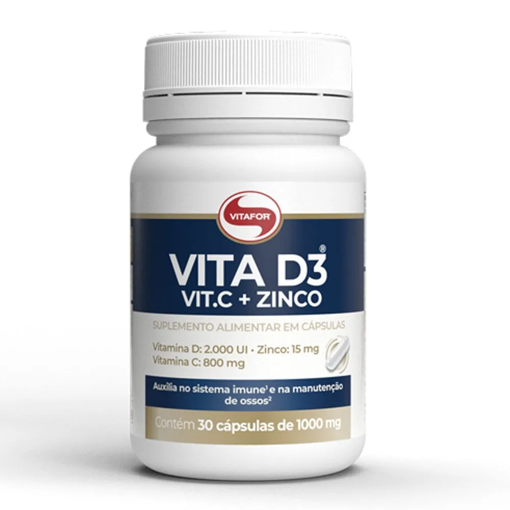 Vitamina D3 +Vitamina C +Zinco Vita D3 Vitafor 30 Cápsulas