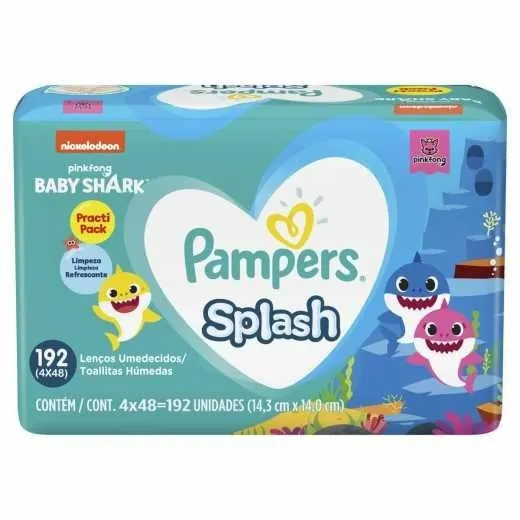 Toalhinhas Umedecida SplaShampoo Pampers Simples 192 Unidades