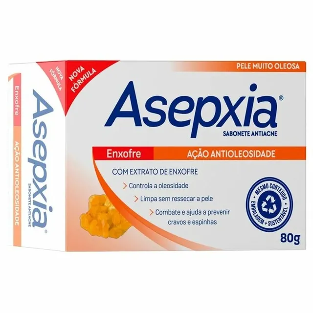 Sabonete Asepxia Barra 80g Enxofre
