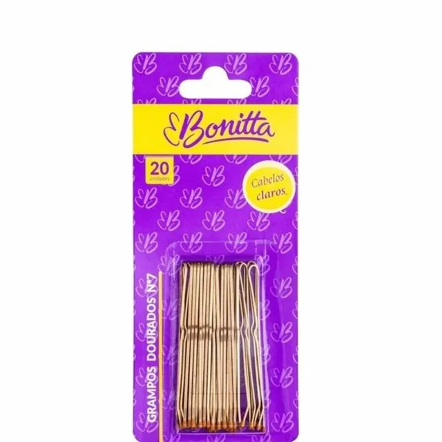 Grampos Para Cabelo N 7 Bonitta Dourado 20 Unidades