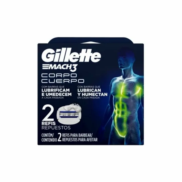 Carga para Aparelho de Depilação Gillette Mach 3 Corpo 2 Unidades