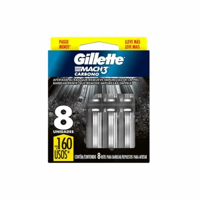 Carga para Aparelho de Barbear Gillette Mach3 Carbono 8 Unidades